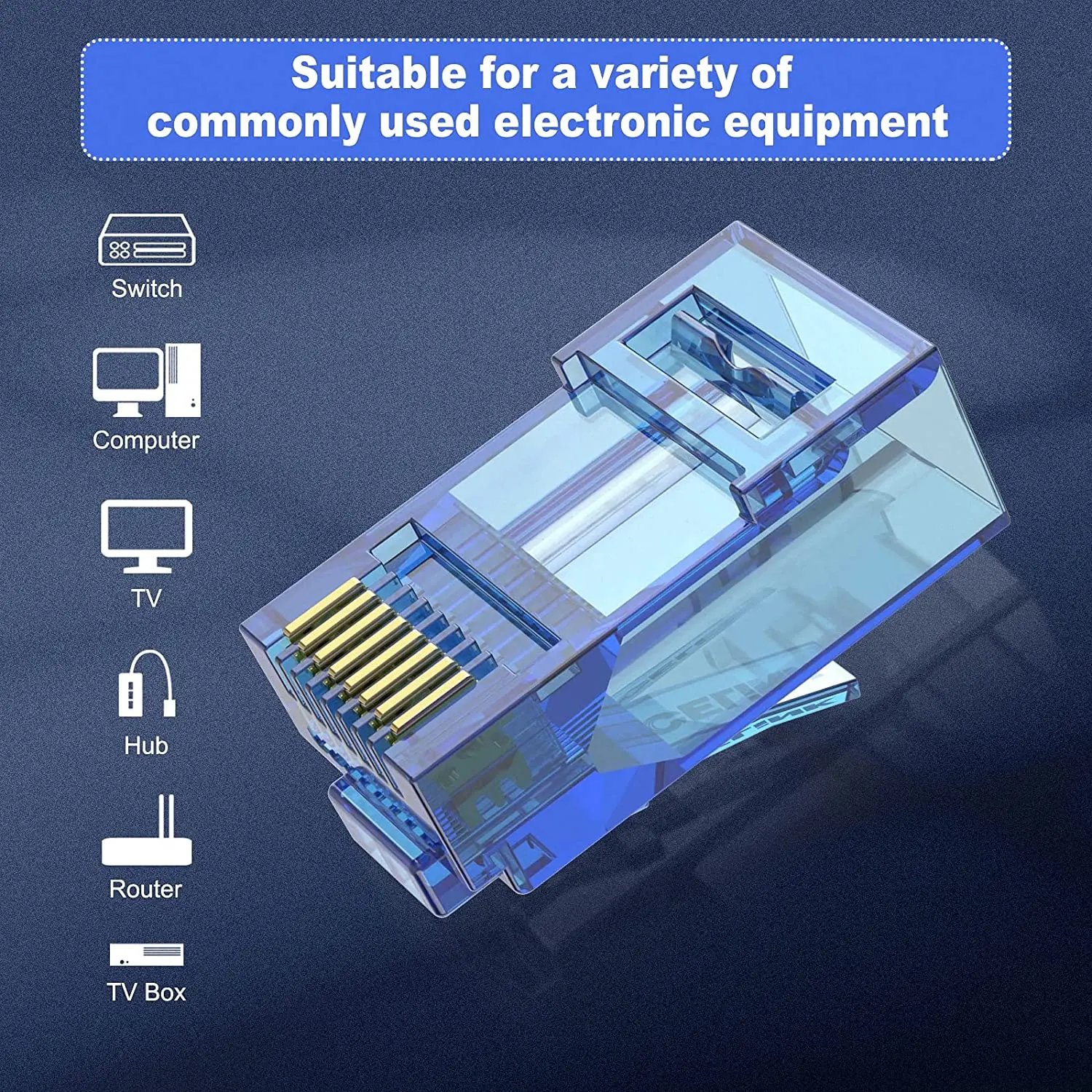 ZoeRax 100 Stück CAT6 RJ45 Durchgangsstecker, Cat6 8P8C Modularstecker für CAT6 CAT5E CAT5 Massiv- oder Litzen-UTP-Netzwerkkabel – Detail 5