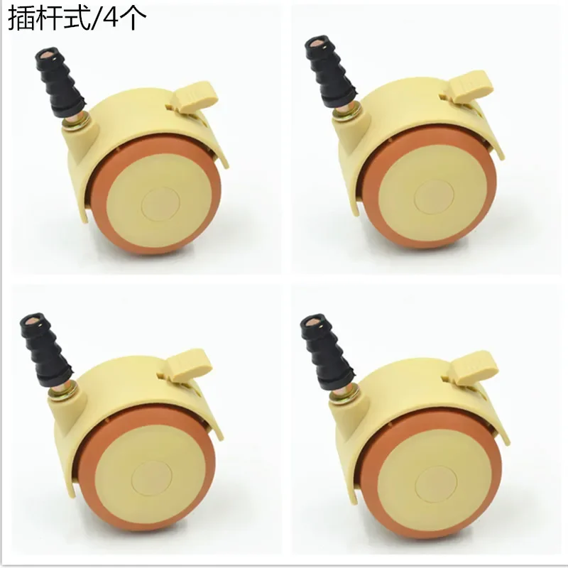 4pcs 2'' universal crib Swivel Casters Cabinet Clamp with Brake Wheels Nylon Furniture support leg for Chairs Baby Bed Trolley