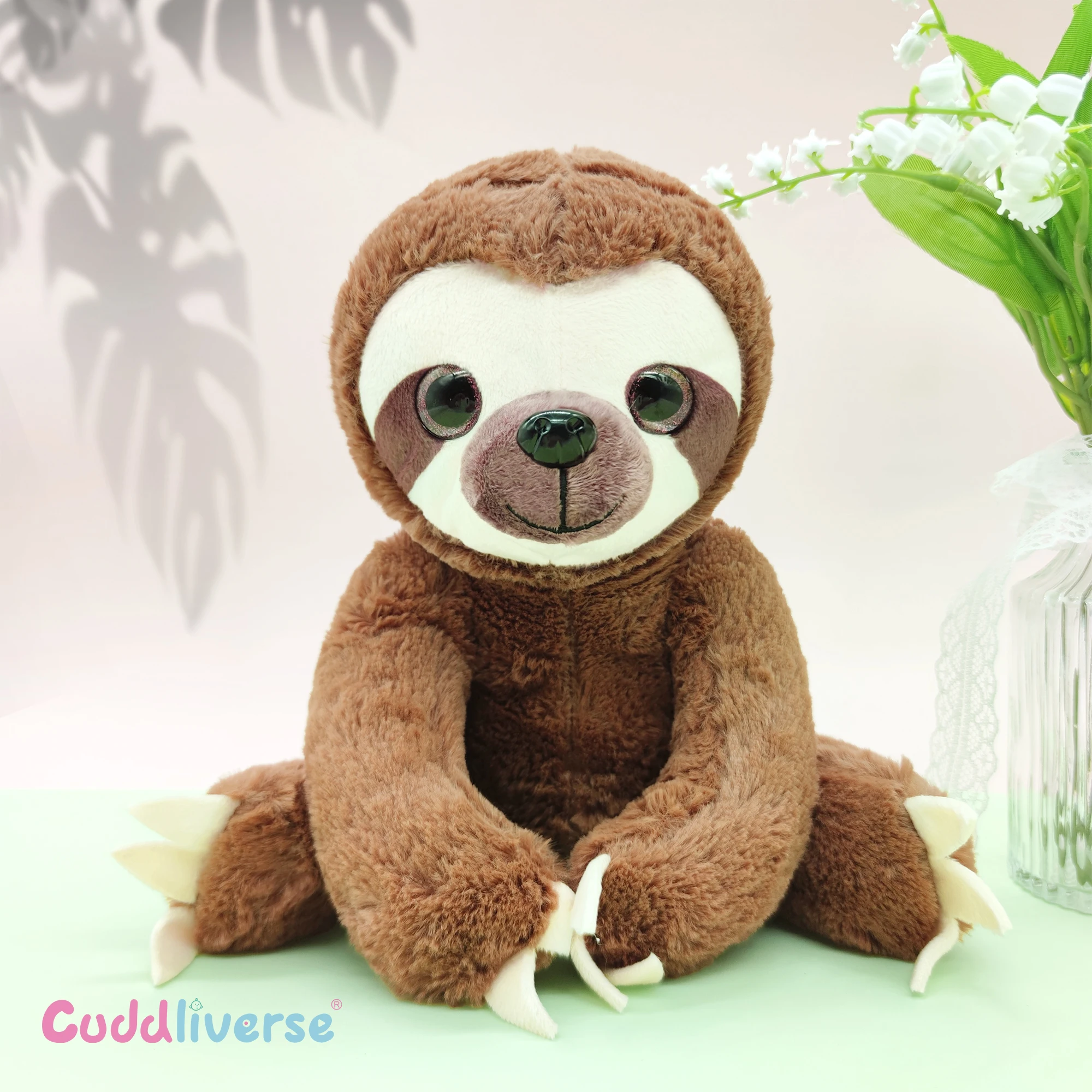 Mainan simulasi mewah sloth indah 25 cm hadiah boneka kain hadiah liburan hadiah ulang tahun coklat abu-abu sloth untuk anak laki-laki perempuan