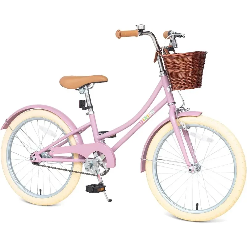 

Bixike Retro Design Girls Bike with Basket and Coaster Brake Cruiser Bicycle for Toddlers
