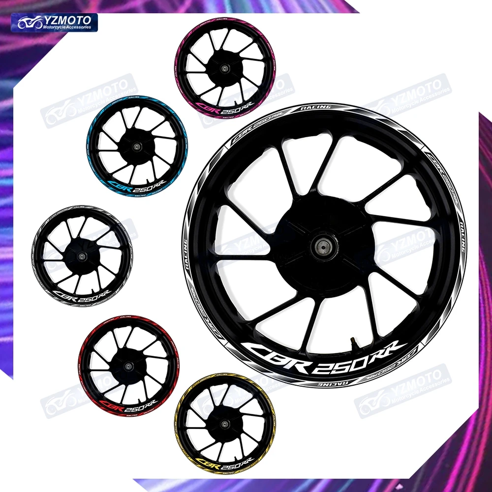 

Для Honda CBR250RR CBR250 RR мотоцикла 17-дюймовая гоночная наклейка на ступицу переднего и заднего колеса, водостойкая светоотражающая наклейка на обод