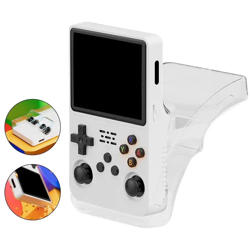 For R36s Protective Case Transparent Handheld Game Console Protective Cover Integrated TPU Soft Shell For R36s Shell