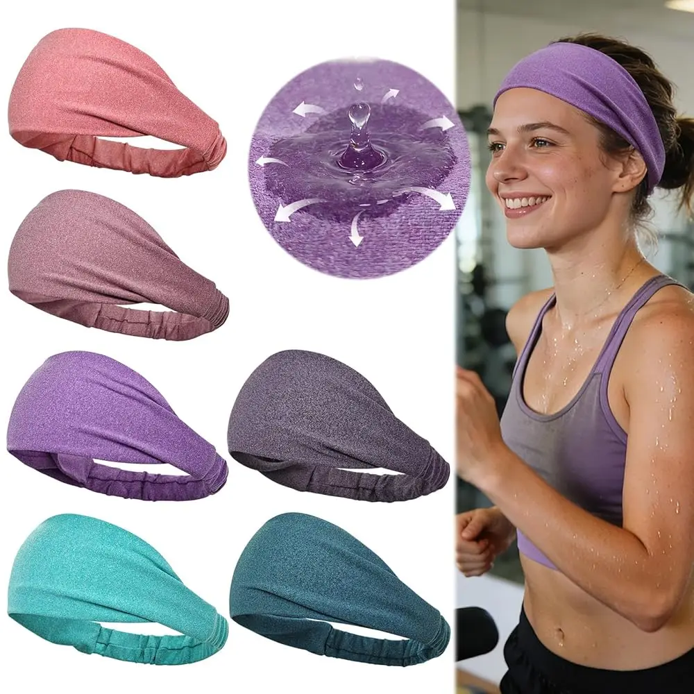 

Sweat Wicking Headband, Non Slip Workout Headband for Women, Soft Stretchy Sports Headbands for Running, Yoga, Outdoor Work,