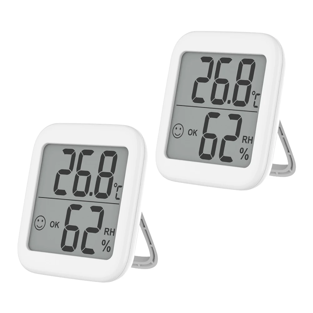 

2 Pcs Hygrometer Thermometers Digital Home Indoor Temperature Humidity Sensor Gauge Baby Room LCD Display Durable Plastic Large