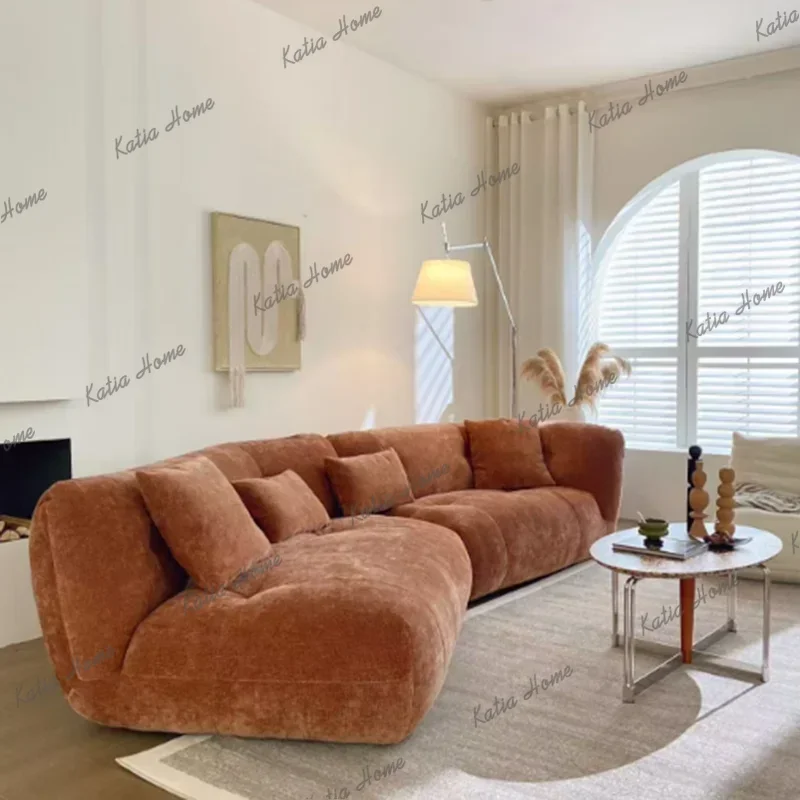 Factory Direct Italian Classic Living Room Sofas Oversized Orange Lounge Bubble Living Room Sofas Modern Soft Divano Angolare Fu