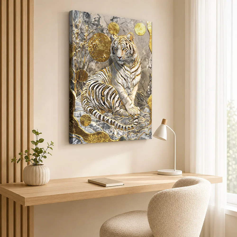 Elegant Tiger Majesty Framed Canvas Print Poster Personalized Funny Animal Wall Paintings Decoration for Bedroom Ready to Hang