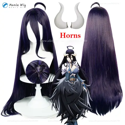 Albedo Cosplay Peruk Mörklila Svart 100cm Lång Rak Peruk Värmebeständigt Syntetiskt Hår Halloween Anime Cosplay Peruker 10 best sales albedo peruk - №1