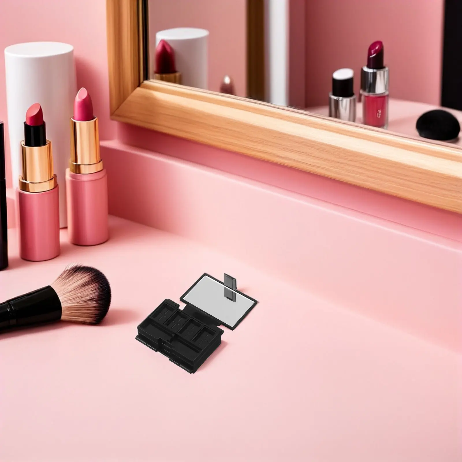 2Pcs Portable Folding Makeup Palette Compact Travel Empty Palette Mirror Multi Layer Eyeshadow Blush Highlighter Tray