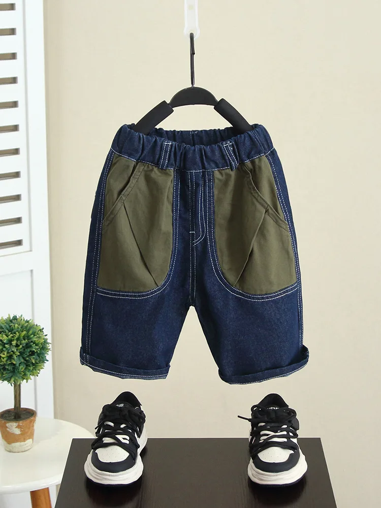 

Summer Baby Boys Denim Shorts Fashion Children Jeans Boy Casual Cowboy Shorts Child Toddler Patchwork Pants Size: 90-150