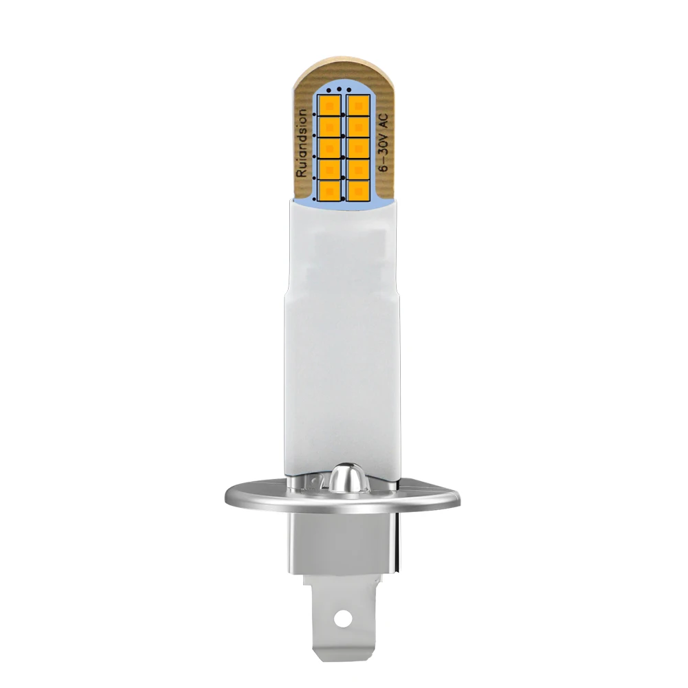 

H1 H3 LED Headlight Bulbs 2Pcs 600LM Super Bright White Warm Dual Color Fog Flood Combo 12V 24V AC DC Polarity Conversion Kit
