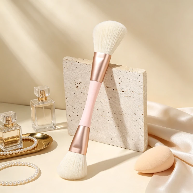 1pc Single Angled Dual Head Fine Soft Bristle Makeup Brush Portable Slanted Head Side Shadow Brush