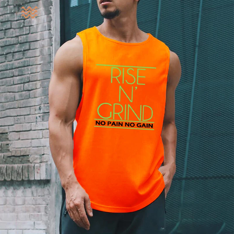 Gym Bodybuilding Running Sport Tank Tops Men Fashion Rounded Hem Sleeveless Summer Breathable Quick Dry Cool Workout Muscle Vest