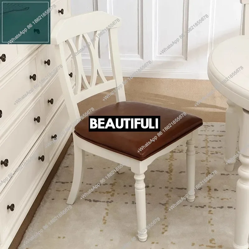 American country white restaurant soft bag double fork solid wood dining chair can be customized