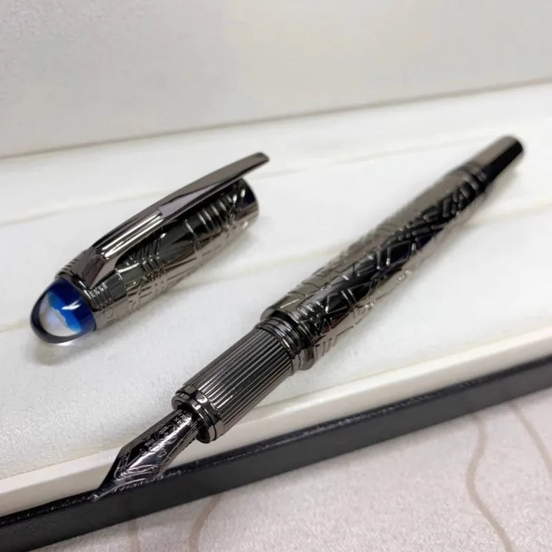 

Luxury Starwalker Series Fountain Pen 0.5mm Black Nib, Stripe Engraving Rollerball Pen Student Office Business Calligraphy Pen