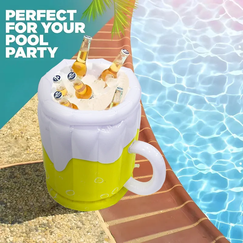 Inflatable Sports & Entertainment Floating Ice Bucket Sports Drink Cooler with Floating Beer & Beverage Holder