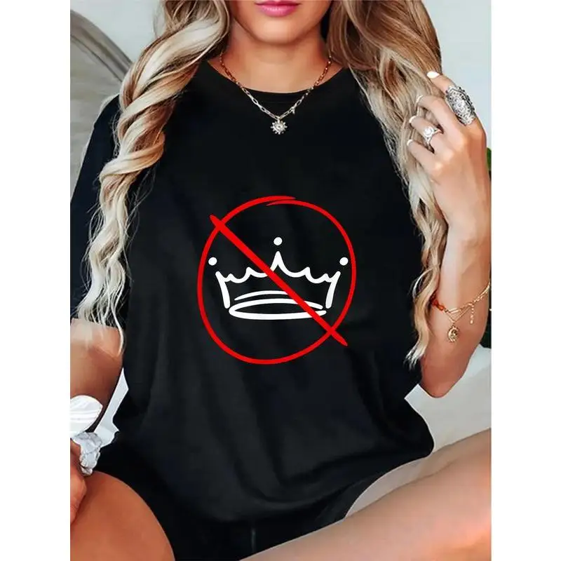 

"No Crown T-Shirt for Women | Funny Anti-Monarchy Graphic Tee | Sarcastic Royal Humor Gift | Power to the People Top"