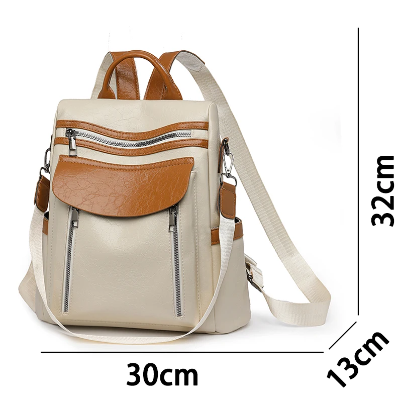 Casual Backpack Women Soft Pu Leather Daypack Ladies Shoulder Bags Designer Large Capacity Backpacks for Girls School Bag 2025