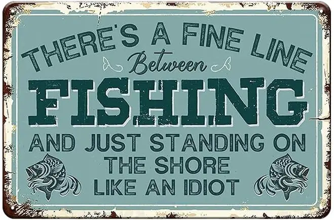  Funny Metal Signs for Outside lake house Decor - Vintage Tin Outdoor Yacht, Boat, Fish Wall, Garage, Deck Wall Deocr Accessorie