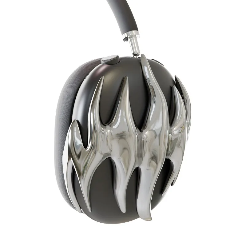 Silver Flame Theme 3D Printing Earphone Case for AirPods Max1/2 Customized Resin Hard Shell Headphone Decoration Accessories