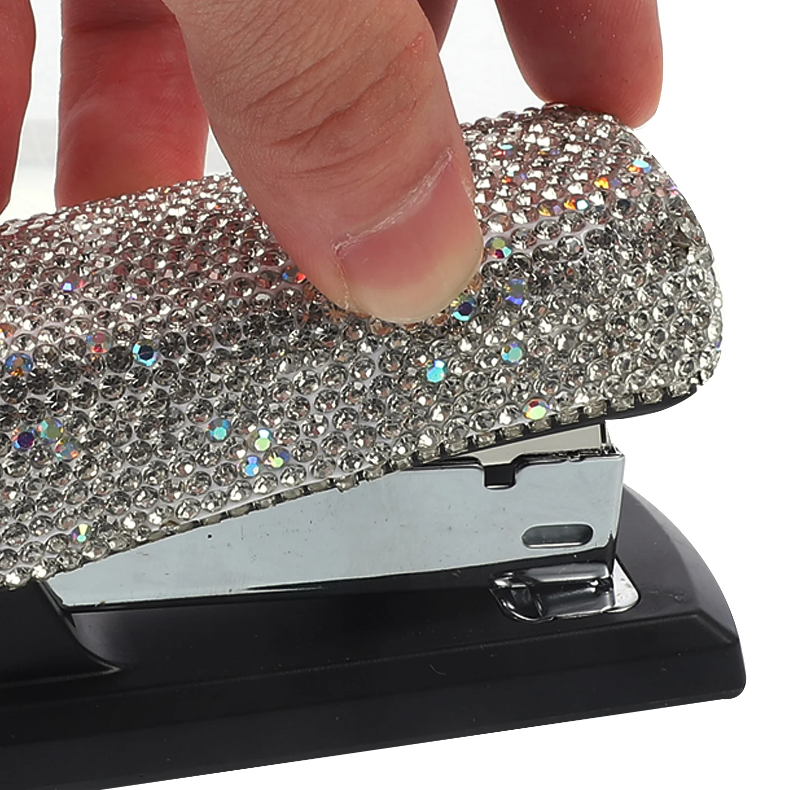 

1 set 1 Set Diamond Rhinestone Office Heavy Duty Metal Hand Stapler Desktop Paper Stapler For Travel