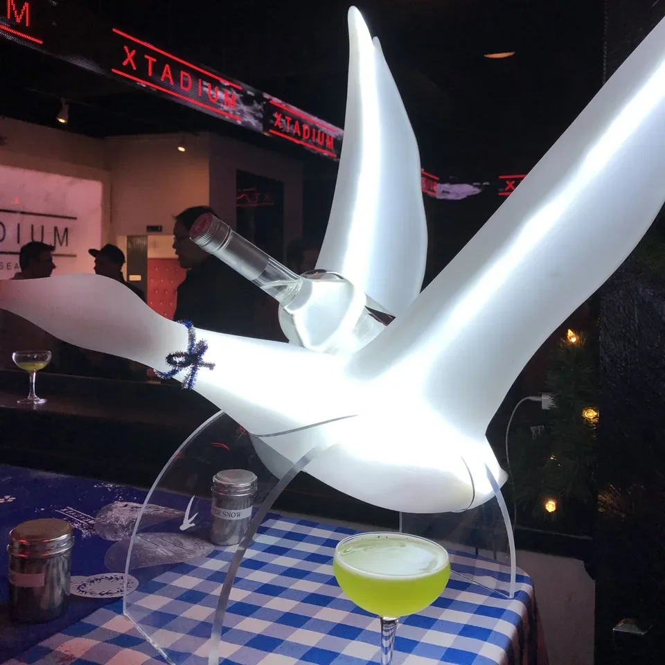 lighted white molded resin goose neon sign led grey goose vodka bottle presenter vip bottle service for nightclub bar party