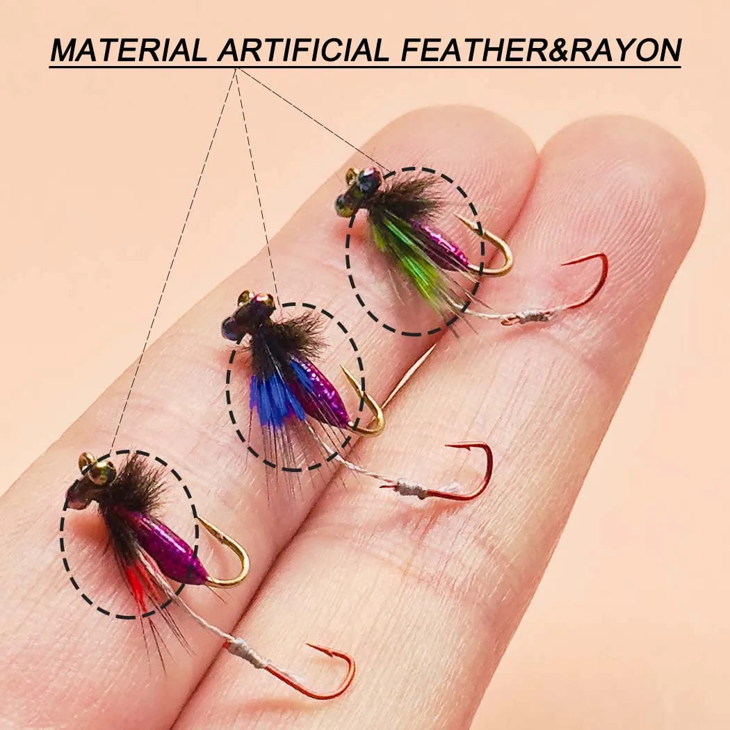 Moscas secas Bionics Mosquito doble anzuelo multicolor trucha - imagen 3
