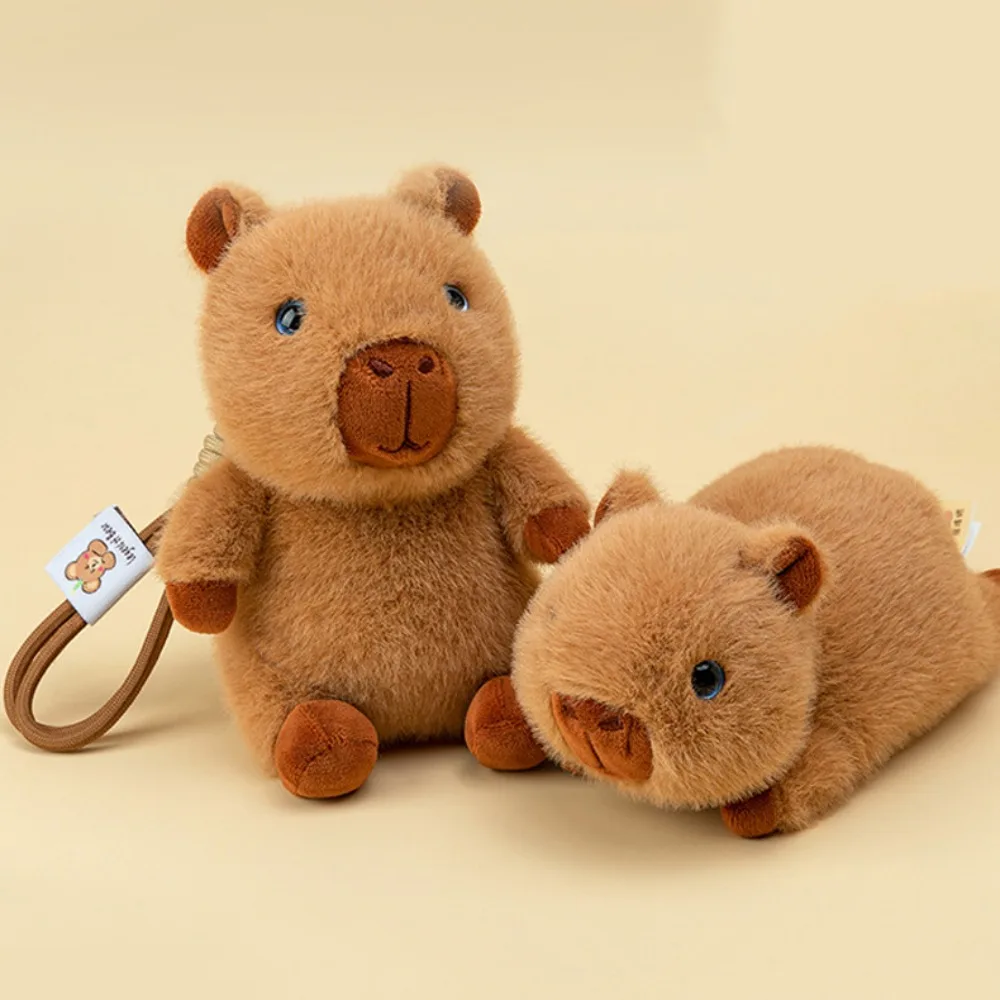 Stuffed Doll Plush Capybara Bag Pendant Funny PP Cotton Plush Capybara Key Ring Ornament Cute Cartoon Animal Keychain Couple