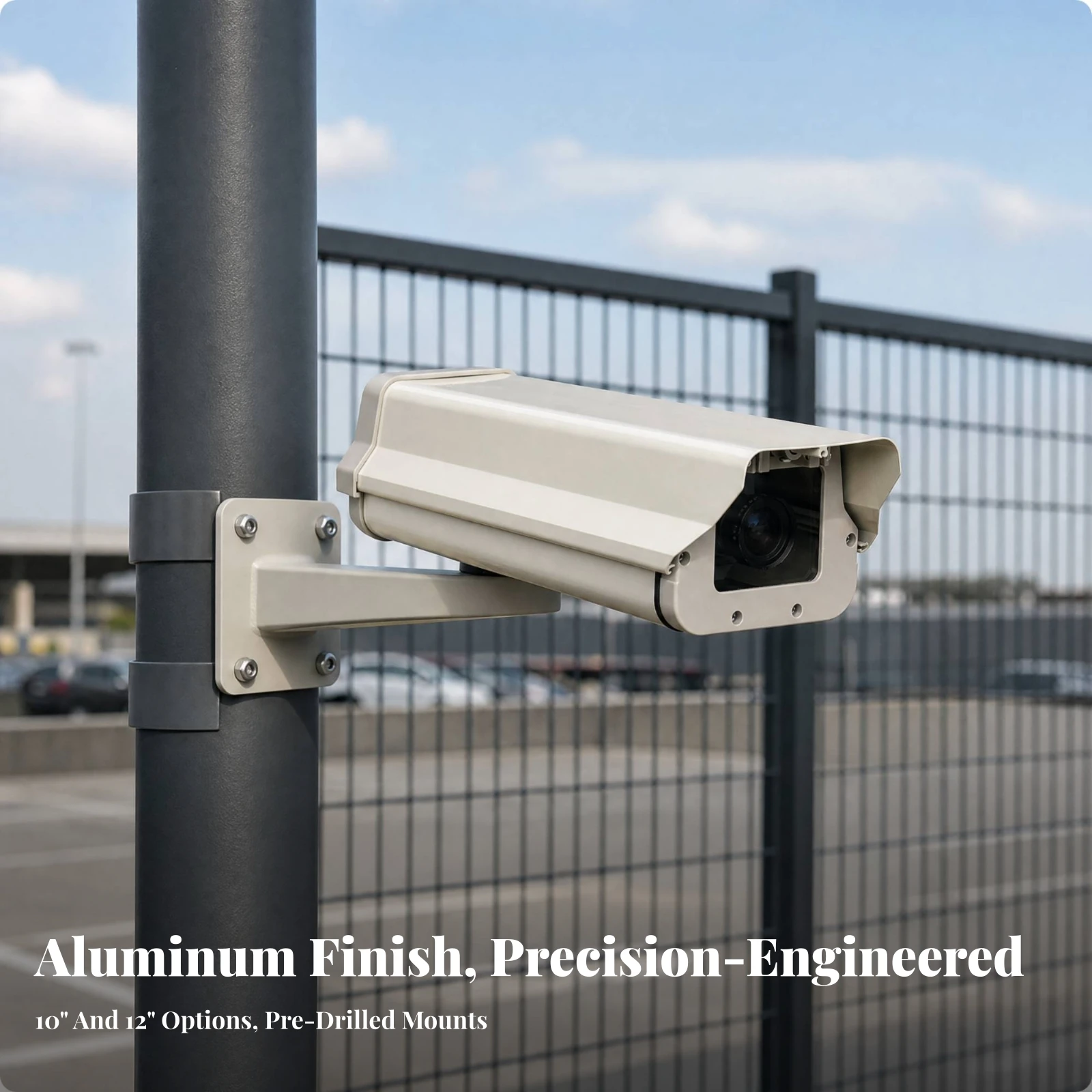 Aluminum Camera Housing with Glass Panel Weatherproof Bullet Camera Housing Compact Heavy Duty for Building Exteriors