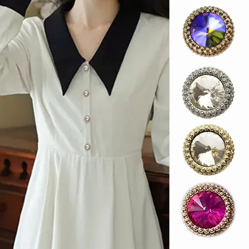 Colored Gemstone Button Up Dress, Coat Decoration, Accessory Buttons, High-end, 12.5mm, 15mm, 21mm, 10 Pcs