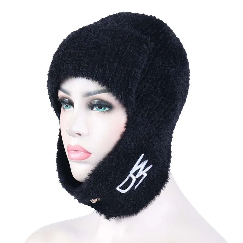 Hats Women's Autumn and Winter Wool Knitted Ear Protection Caps Warm Pullover Cap Outdoor Cycling Baotou Hat Wholesale