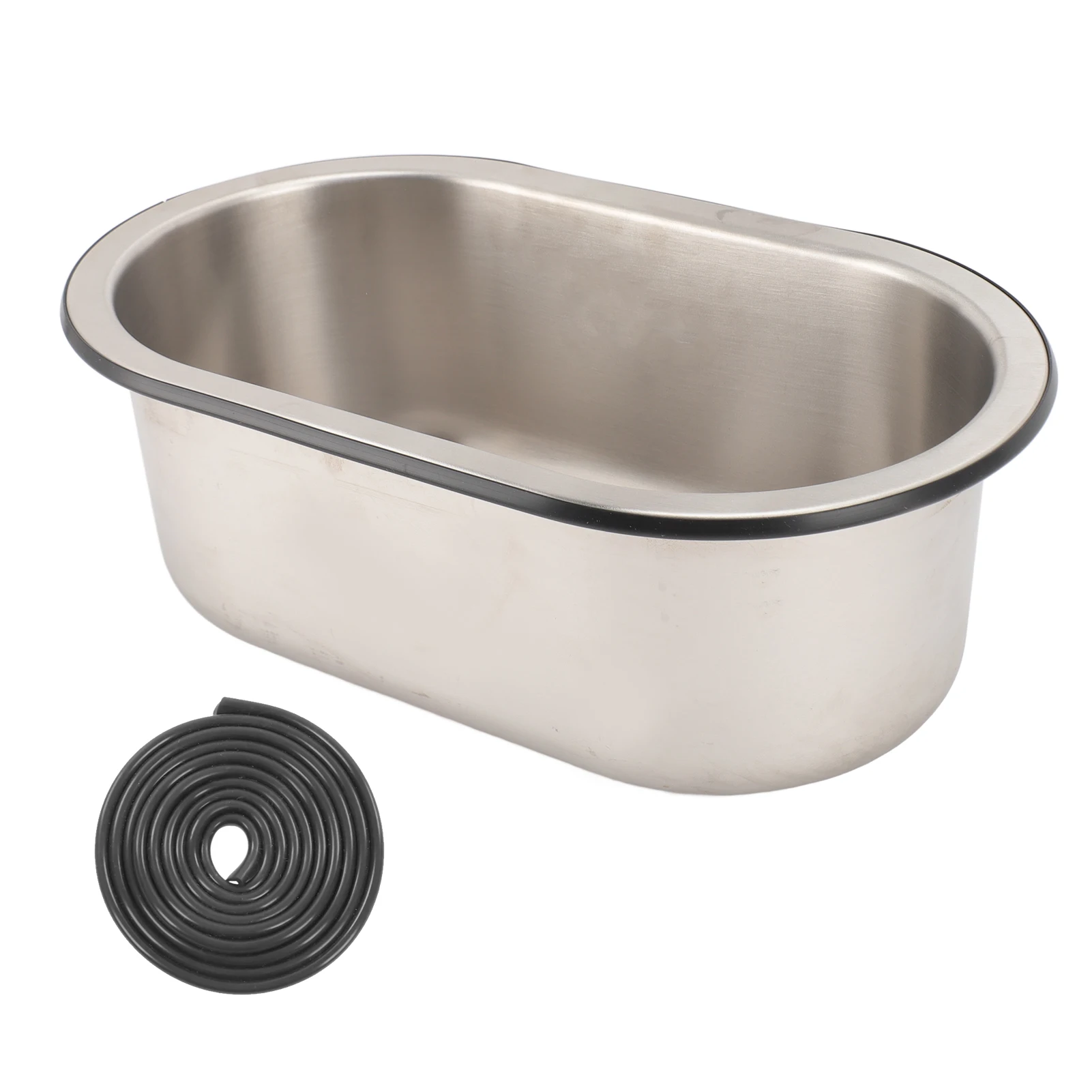 

13.6X8X5.2in RV Stainless Steel Sink Large Capacity Oval Shaped Washbasin With 40mm Drain Hole For Boat Caravan Yacht Camper