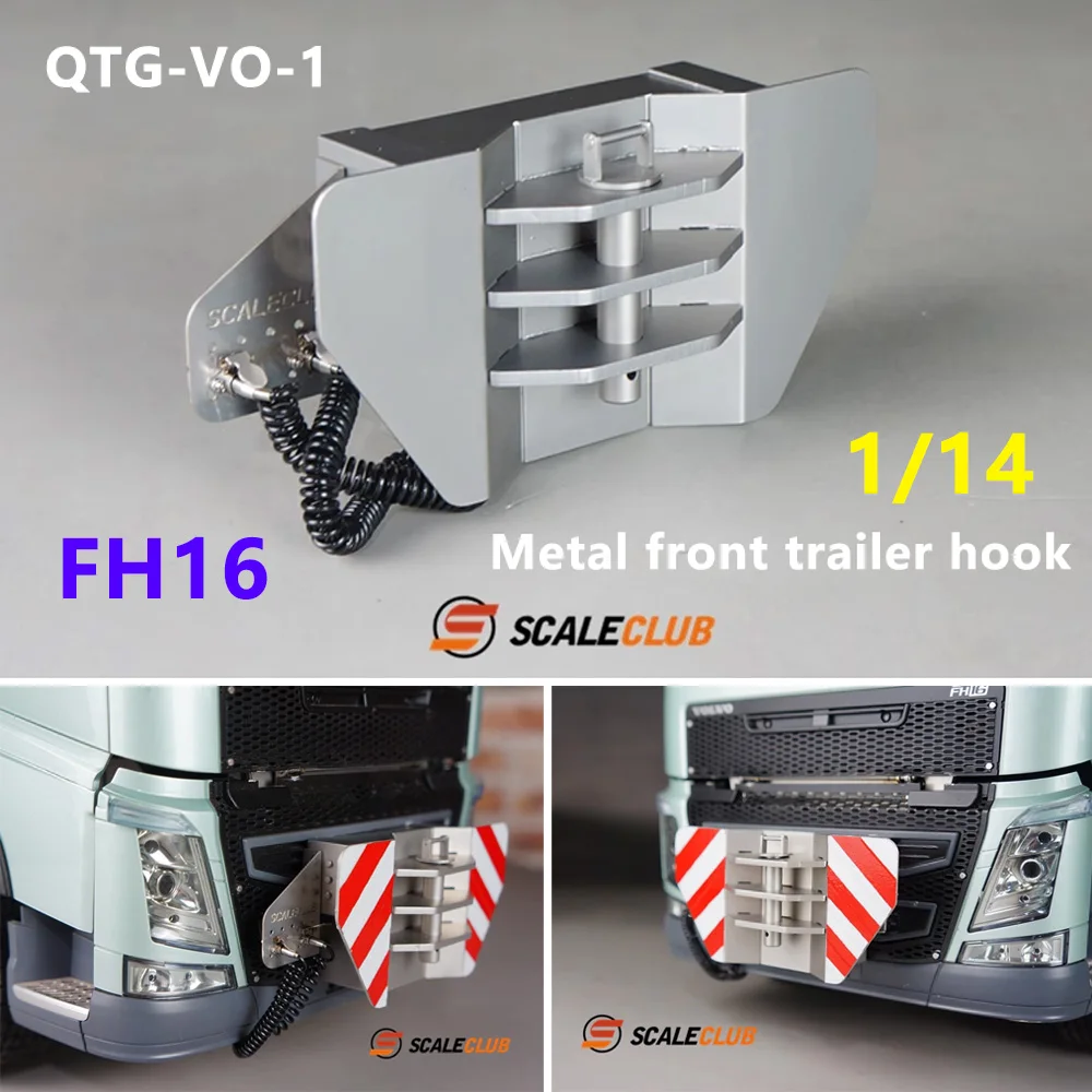 SCALECLUB Euro Truck Style Metal Front Tow Hook For Tamiya FH16 1/14 RC Heavy Duty Towing Truck Model Upgrade Part