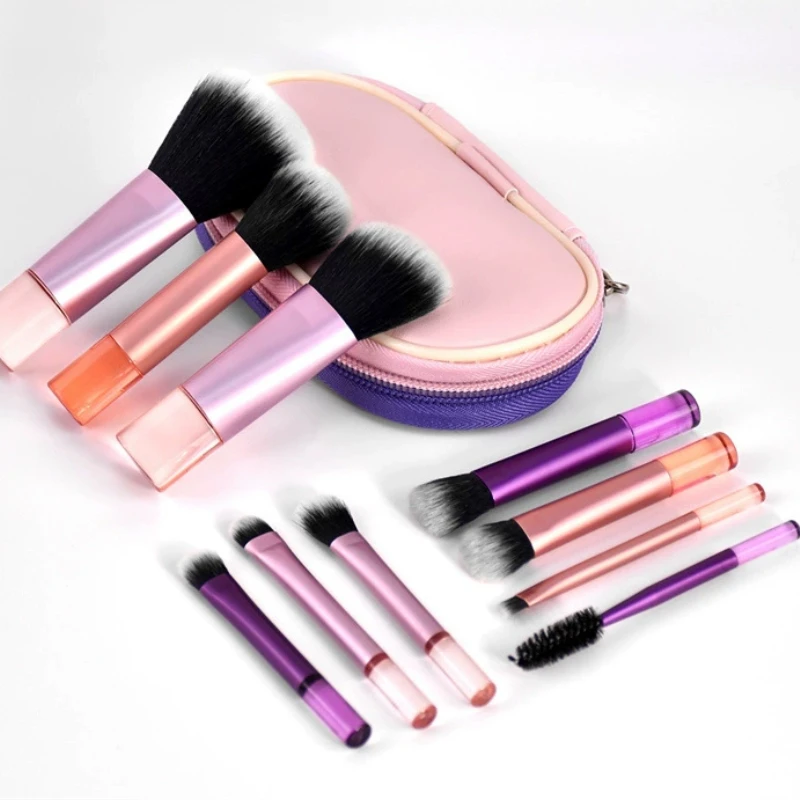 10pcs Mini Makeup Brush Set Powder Eyeshadow Foundation Blush Blender Concealer Beauty Makeup Tools Brush Professional Supplies