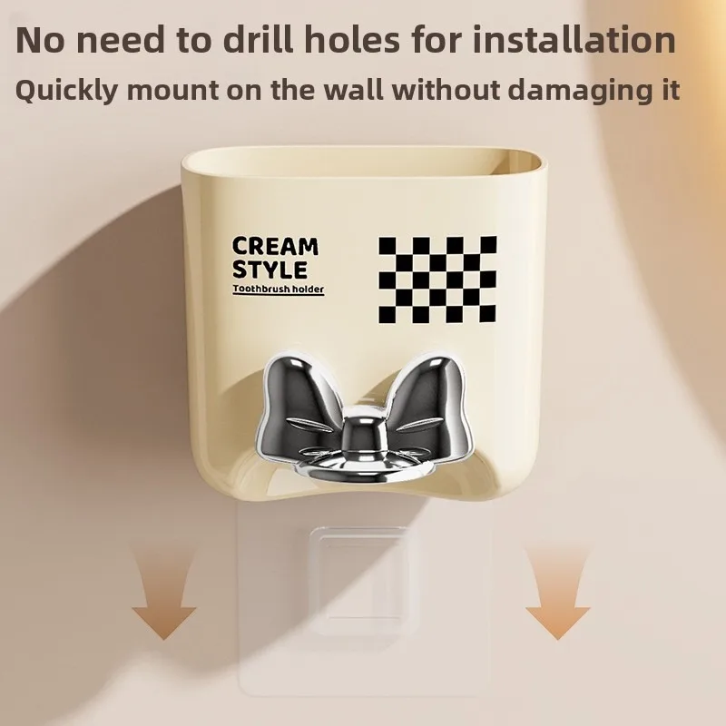Non Perforated Wall Mounted Magnetic Toothbrush Cup Storage Rack for Bathroom Cleaning, Storage, Draining Teeth Tank Storage Rac