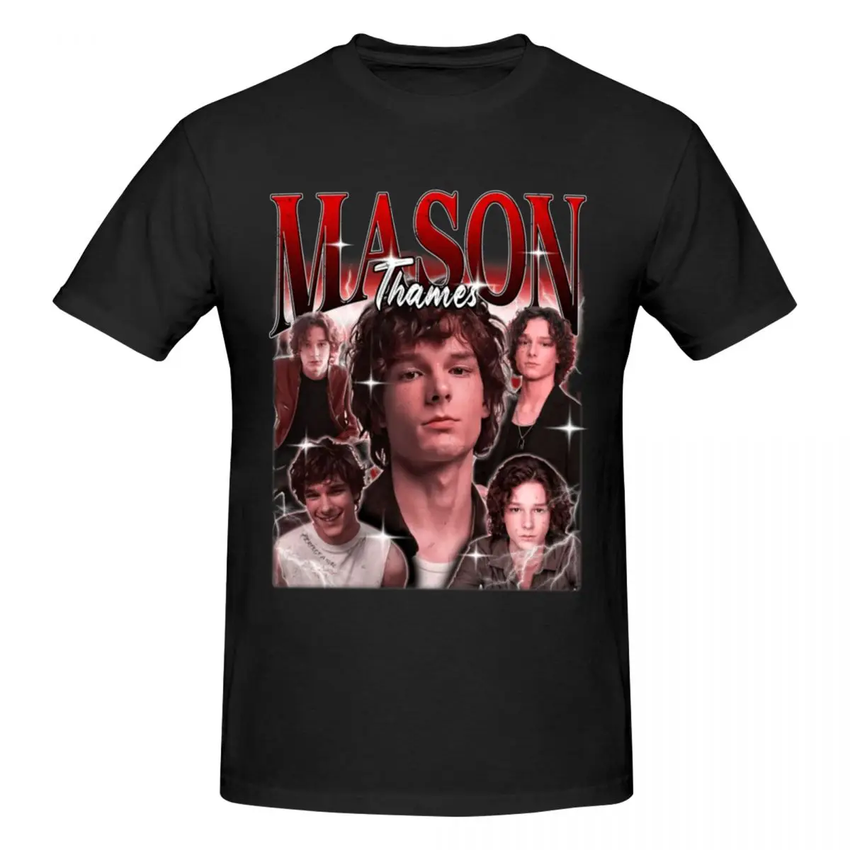 Men Mason Thames Retro 90s Collage T Shirt Streetwear Plus Size O-neck Cotton Sleeve Custom Men T Shirt
