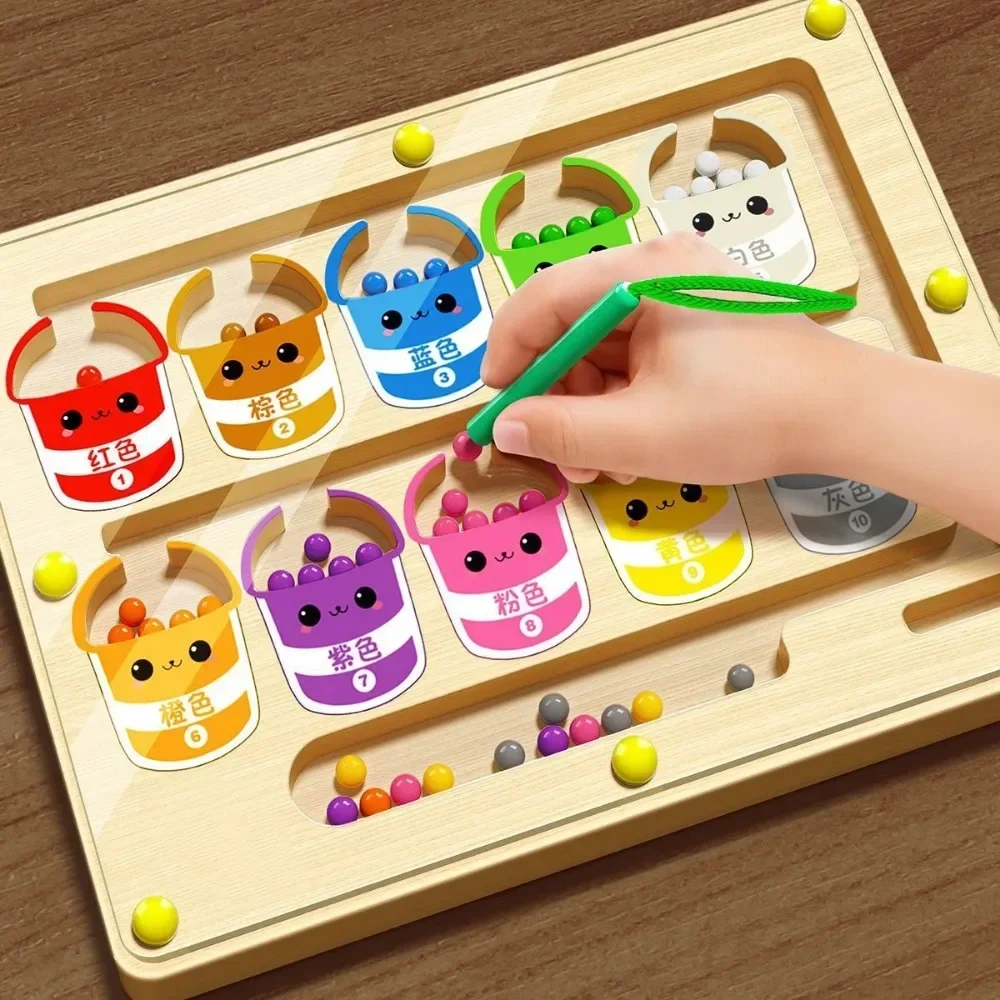 Magnetic Color Sorting Maze & Drawing Board Toddler Montessori Toys Number Matching Learning Counting Preschool Activity