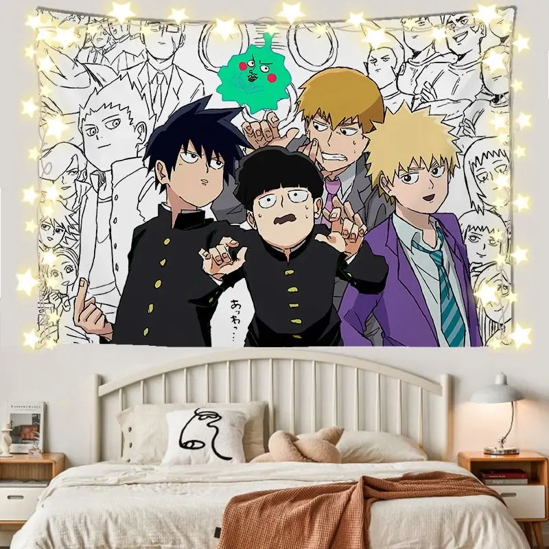 Mobu Saiko Hyaku Mob Psycho 100 Reigen Arataka Dimple Kageyama Shigeo Cosplay Room Decoration Background Cloth Posters Xmas Gift