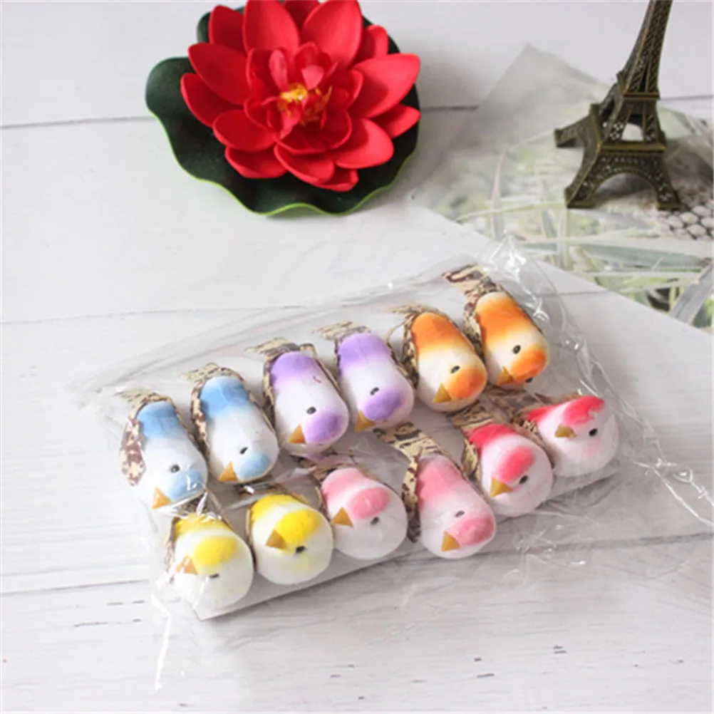 

12 Pcs Bird Ornaments Desktop Decor Lifelike Artificial Counter Simulation