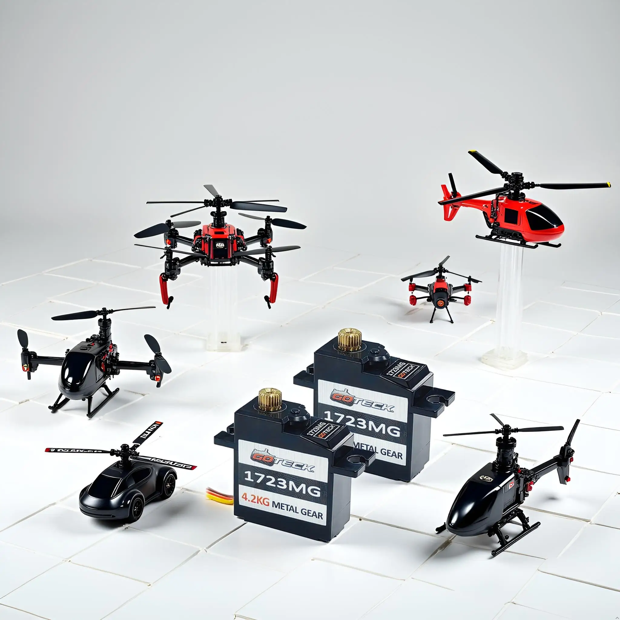 GOTECK 2 SZT. 17g Serwo Cyfrowe z Pełnym Metalowym Przekładnią do Samochodów RC, Samolotów, Helikopterów, Robotów, Zabawek z Dźwignią Serwa 25T