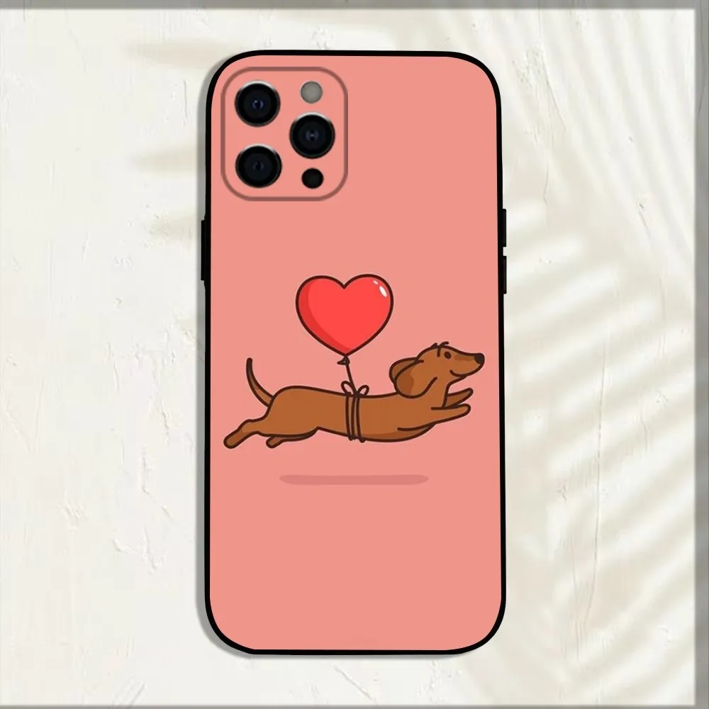 Funny Dachshund Dog Pet Phone Case For iPhone 15,14,13,12,11,Pro,X,XS,Max,XR,Plus,Mini Soft Black Cover