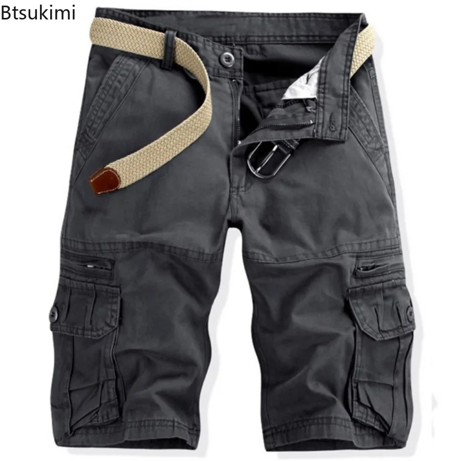 New 2025 Men's Cotton Cargo Shorts Summer Casual Shorts Mens Multi Pocket Knee Length Pant Fashion Streetwear Shorts for Men