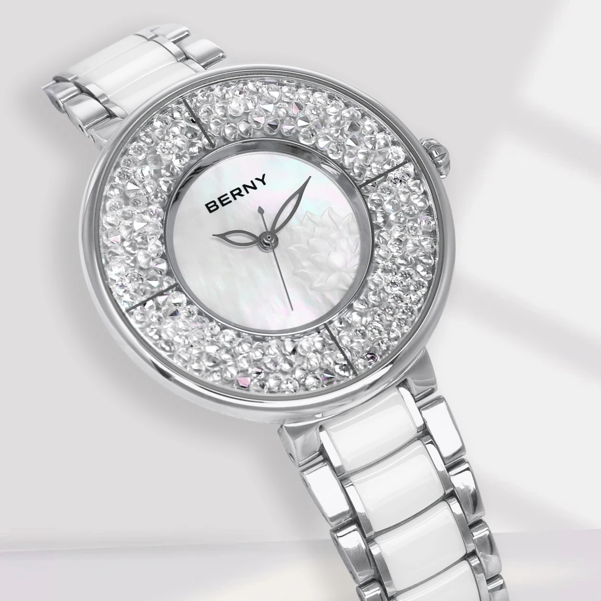 BERNY Luxury Watch for Women 40mm Elegant Multicolor dial Ladies Quartz Watches Exquisite Crystal Waterproof Woman Wristwatch