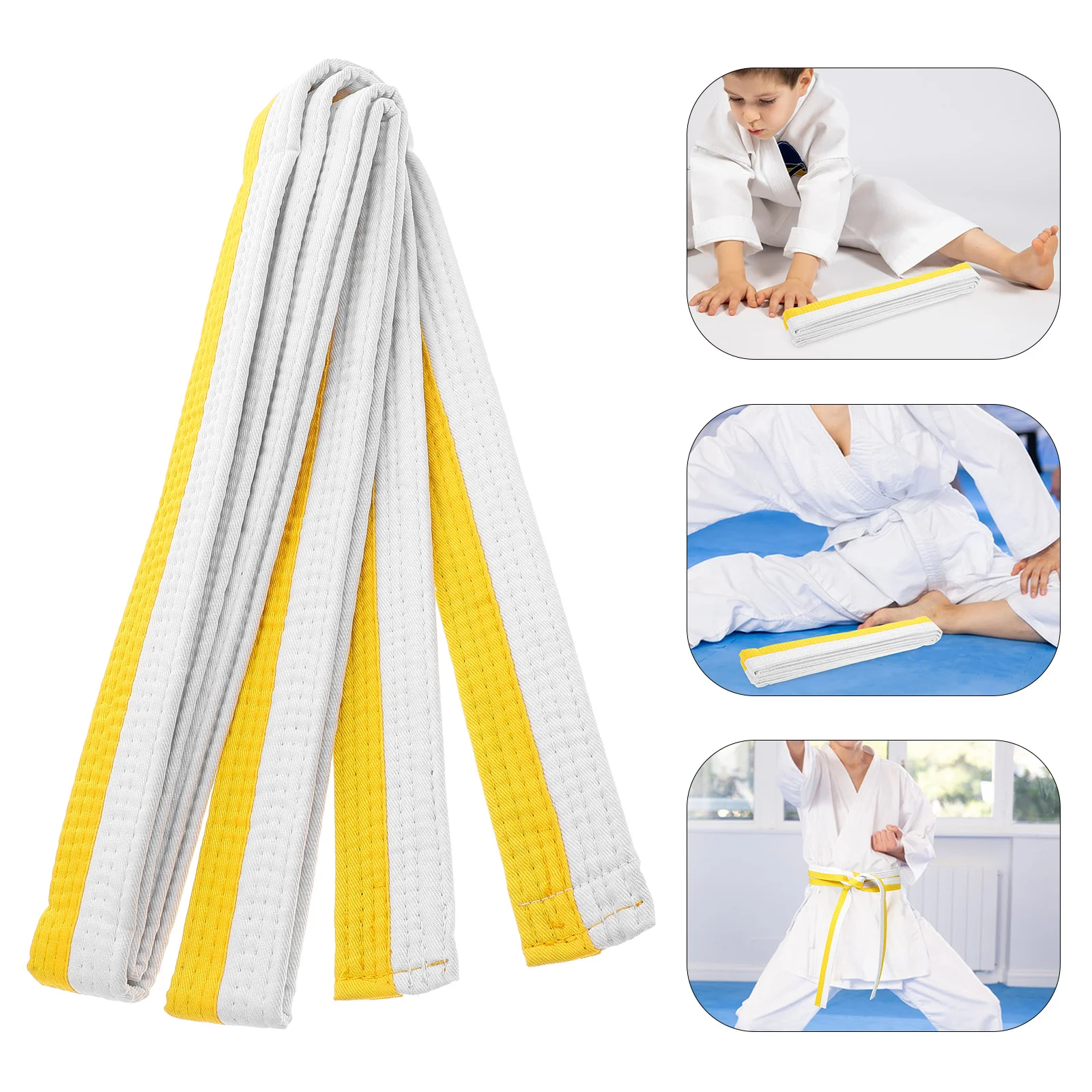 Ремень для боевых искусств, мягкий, удобный, регулируемая длина для тхэквондо, дзюдо, каратэ, тренировочный ремень для дзюдо желтого цвета, белый