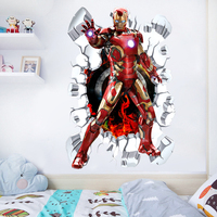 Cartoon The Avengers Iron Man Wall Stickers For Kids Room Bedroom Wall Nursery Amusement Park Poster Glass Door Sticker