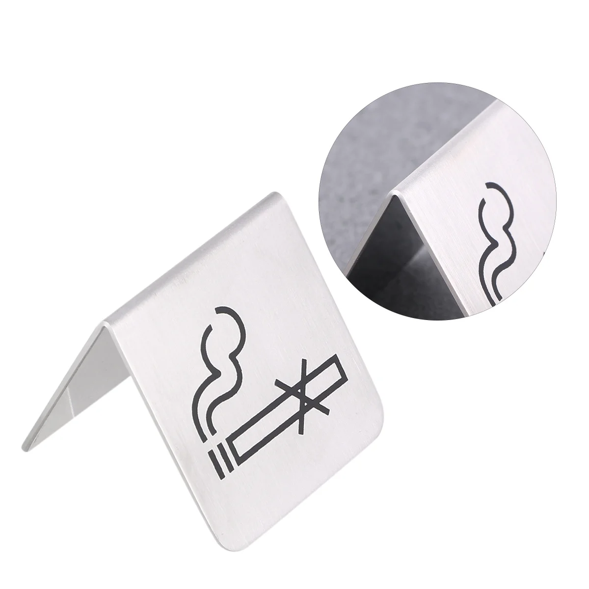 

No Smoking Sign Stainless Steel Double Side Desktop Table Tent For Office Hotel Banquet Wedding Indoor Outdoor Use
