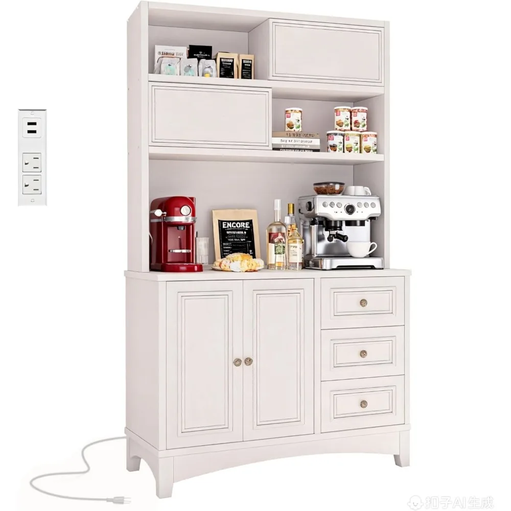 71 خزانة مخزن بيضاء للمزرعة مع محطة شحن، وحدة تخزين من 4 أنواع وتصميم مضاد للطرف، وخزانة مطبخ مع رف قابل للتعديل