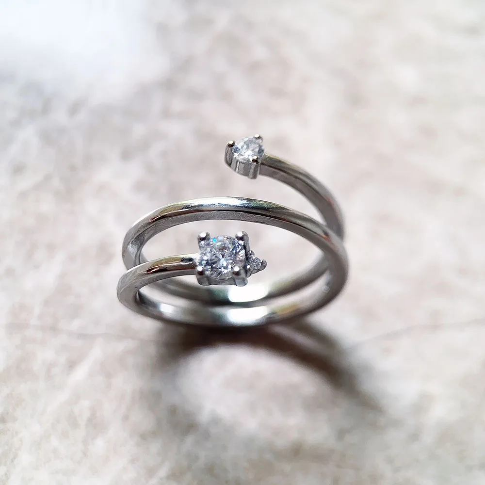 Arrow White Stones Open Ring Europe Trendy Find Jewerly For Women New Gift In 925 Sterling Silver