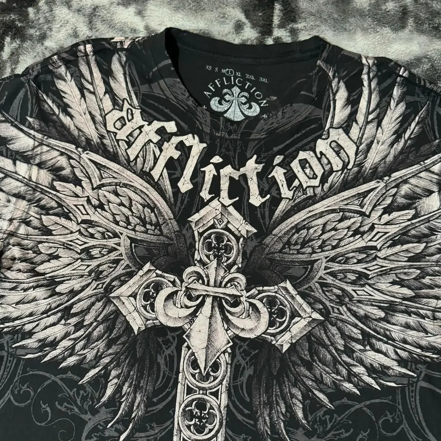 2000s affliction T-shirt Vintage Clothing Punk Hip Hop Graphic Print Oversized T shirt Men Round Neck Cotton Short Sleeve Tops image 5