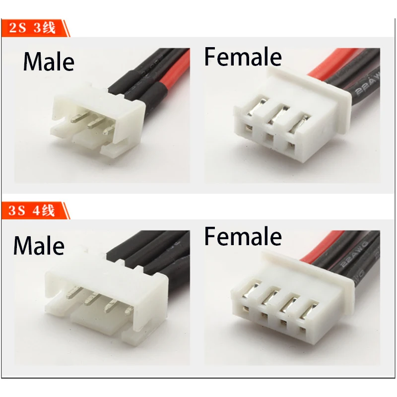 5ชิ้น/ล็อต JST-XH 1S 2S 3S 4S 5S 6S 6S 15cm สายต่อความสมดุล Lipo 22AWG สำหรับรถ RC เครื่องชาร์จแบตเตอรี่โดรน