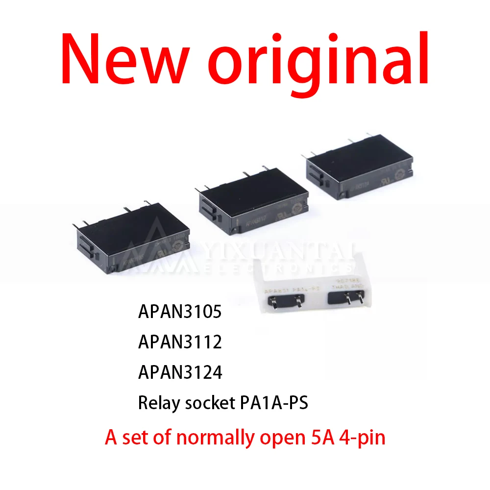 10Pcs/Lot New original APAN3105 APAN3112 APAN3124 Relay socket PA1A-PS set of normally open 5A 4-pin relay sockets